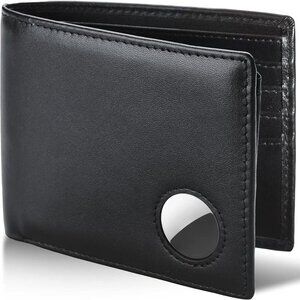 Wallet for Men Genuine Leather Bifold Wallet with AirTag‎ Holder RFID Blocking